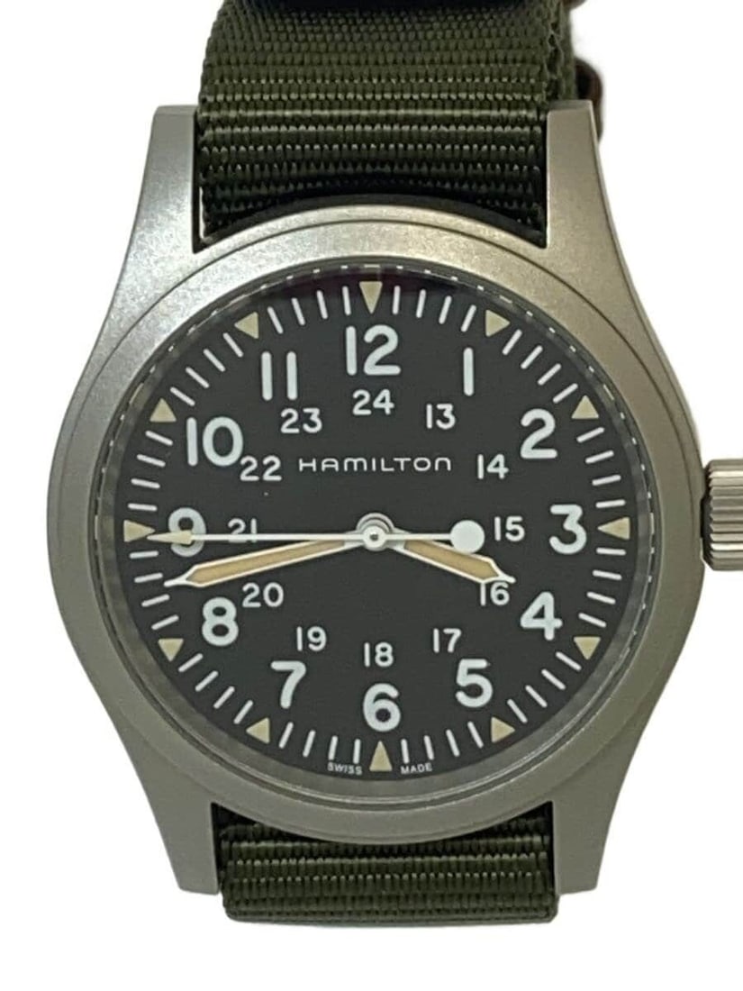 Hamilton Khaki Field H694390 Mechanical Men's Wristwatch: Hamilton Khaki Field H694390 Mechanical Men's Wristwatch This is a pre-owned HAMILTON Khaki Field Mechanical Military Model H694390 men's wristwatch. Featuring a black design, this watch is slightly u