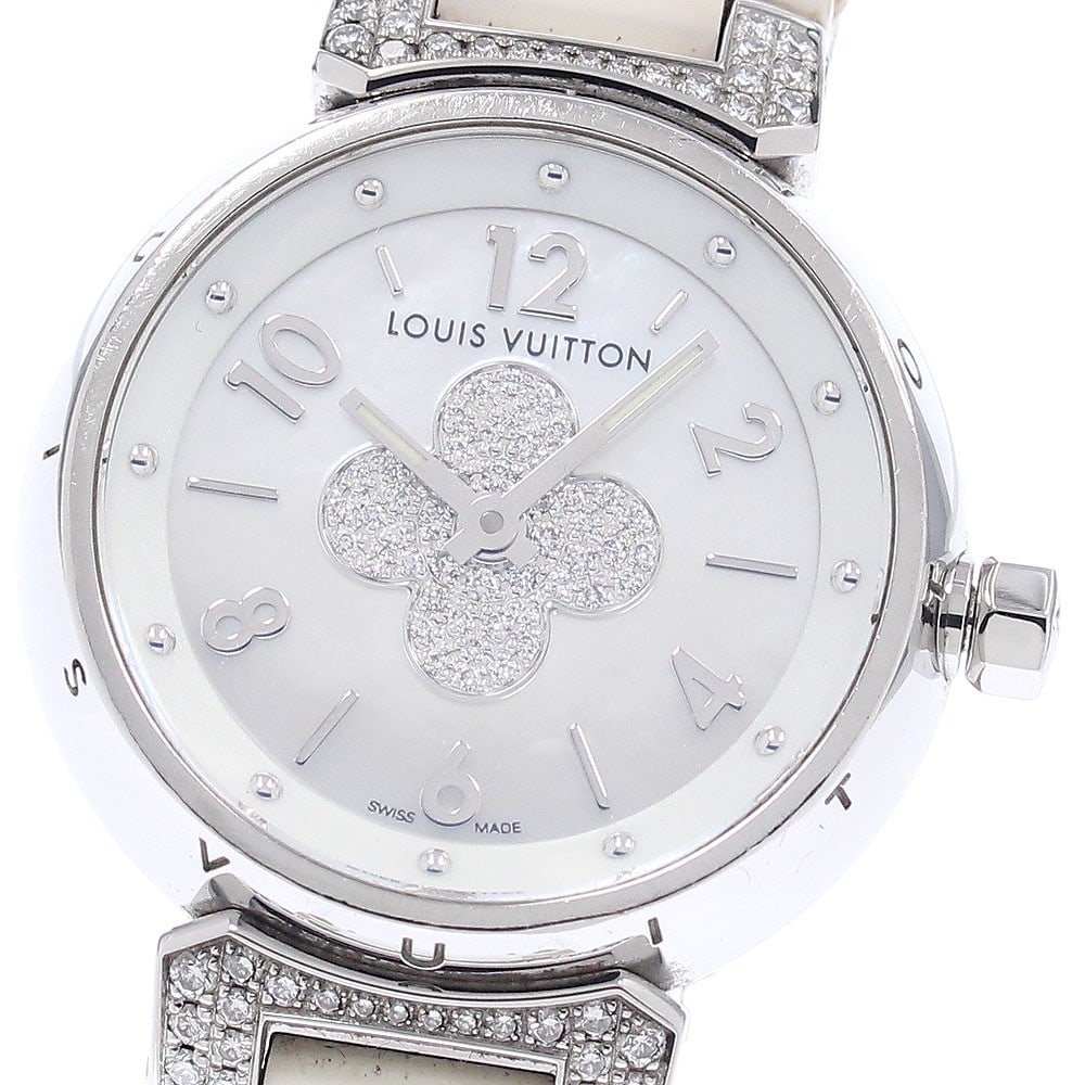 Louis Vuitton Tambour Forever Q121P Womens Diamond Lug Quartz Wristwatch: Louis Vuitton Tambour Forever Q121P Womens Diamond Lug Quartz Wristwatch Pre-owned Louis Vuitton Tambour Forever wristwatch for women. This quartz model is identified as reference Q121P and is made in
