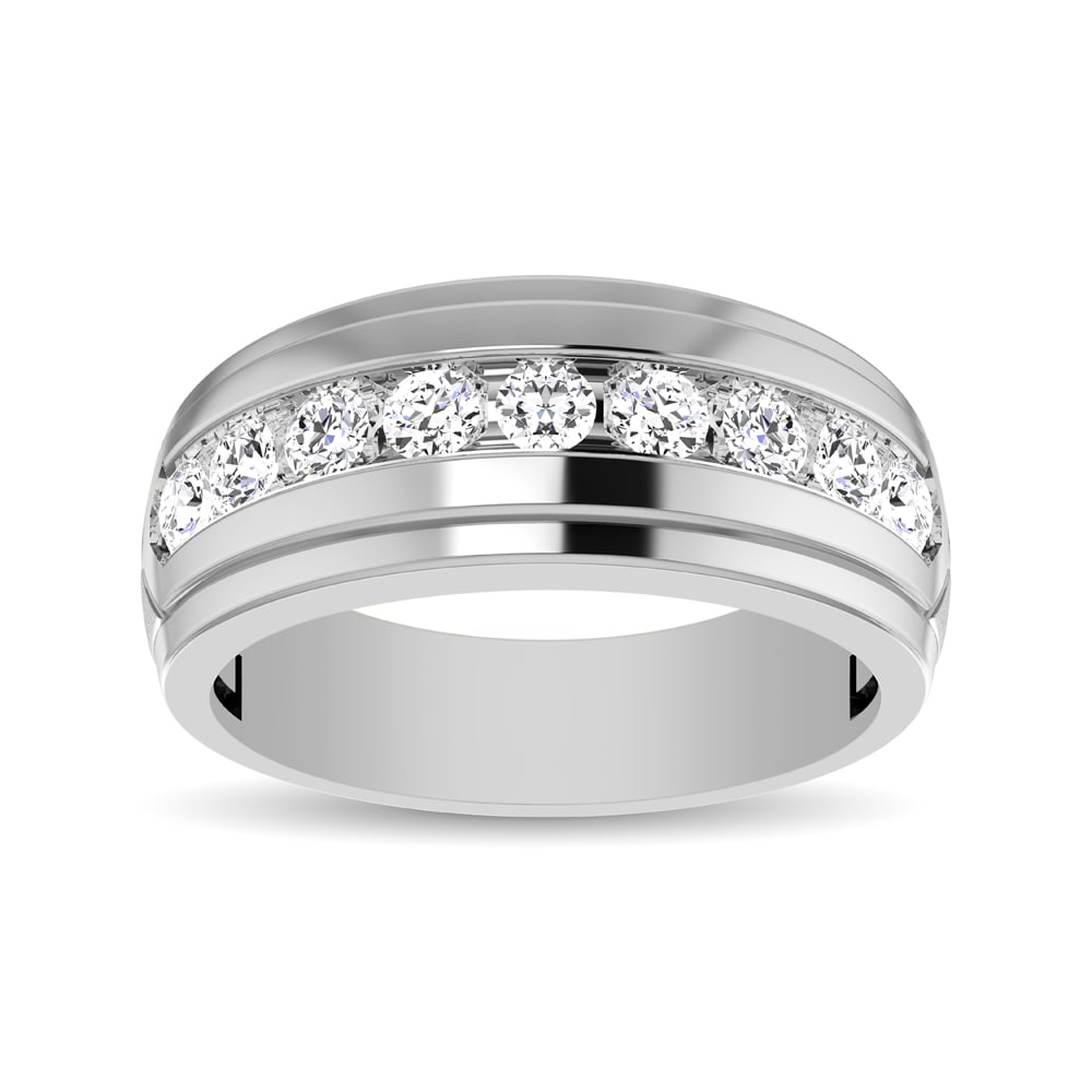 Diamond 1/4 Ct.tw Comfort Fit Mens Band: Diamond 1/4 Ct.tw Comfort Fit Mens Band Honor the man you love with this handsome diamond Men?s Wedding Ring band. Created in 10K white gold, this bold design features a single row of shimmering diamo