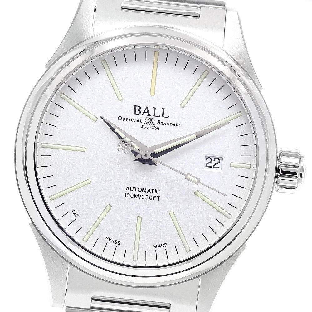 BALLWATCH Fireman Enterprise Date Automatic Men's Stainless Steel Watch: BALLWATCH Fireman Enterprise Date Automatic Men's Stainless Steel Watch This BALLWATCH Fireman Enterprise Date Automatic Men's Watch features a stainless steel case and bracelet with a silver dial. Th