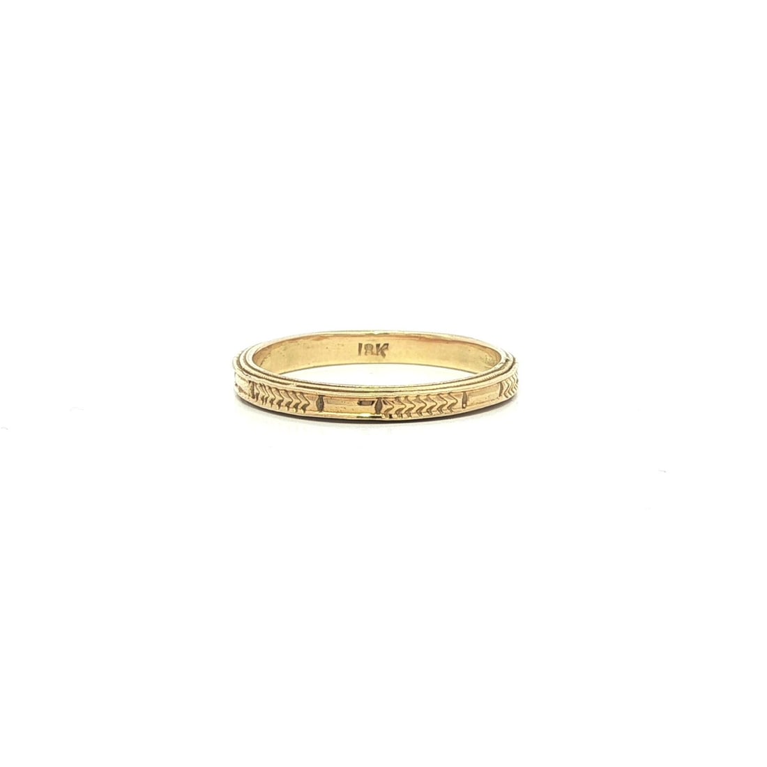 Antique 18k Yellow Gold Band Ring with Wheat Detailing Size 7.5 (1 of 4)
