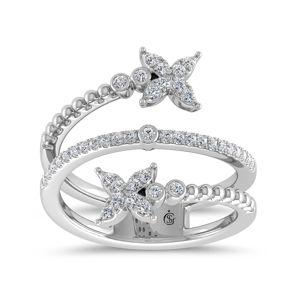 14K White Gold Diamond 1/4 Ct.Tw Bypass Ring