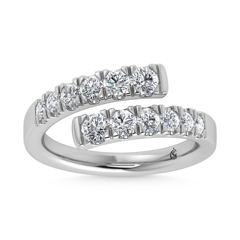 14K White Gold 7/8 Ct.Tw. Cross Over Band