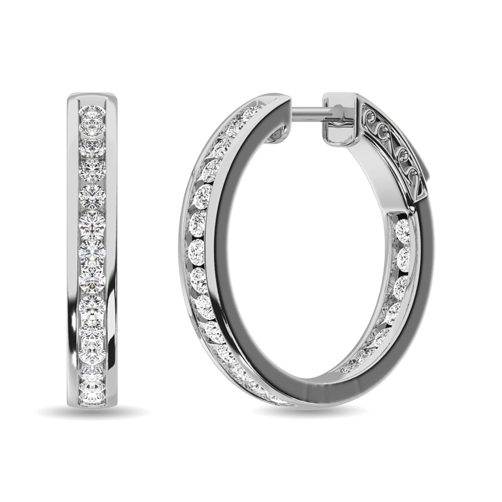 Diamond 1 Ct.tw Hoop Earrings in 14K White Gold