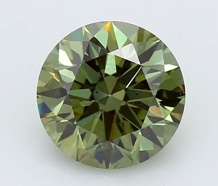 Ideal Loose Diamond - ROUND 0.97ct Fancy Vivid Green VS2
