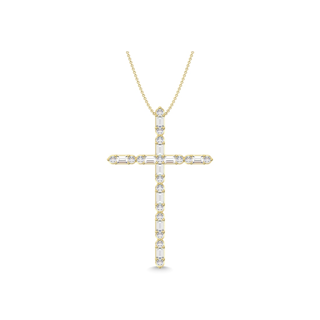 Diamond 1/4 Ct.Tw. Cross Pendant in 14K Yellow Gold: Diamond 1/4 Ct.Tw. Cross Pendant in 14K Yellow Gold 14k Yellow Gold Stone Color: G-h Stone Clarity: I1 Unless otherwise specified, pendants that include a chain are paired with our standard 18-inch le