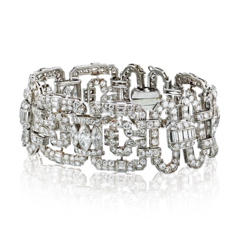 Vintage Art Deco Platinum Diamond Bracelet 28 Cts 1930s