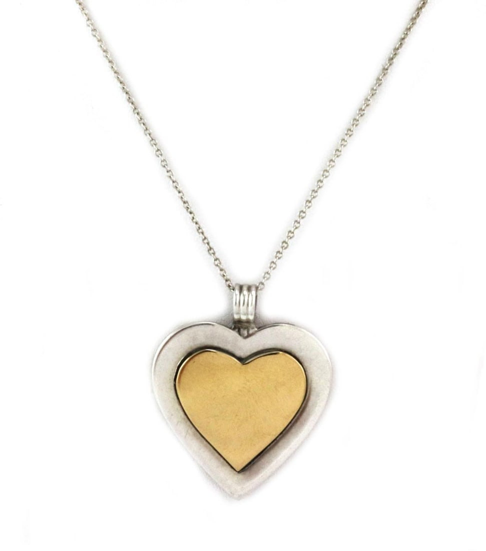 Tiffany & Co. Elsa Peretti Heart Pendant 18k Yellow Gold on Sterling Silver with Chain