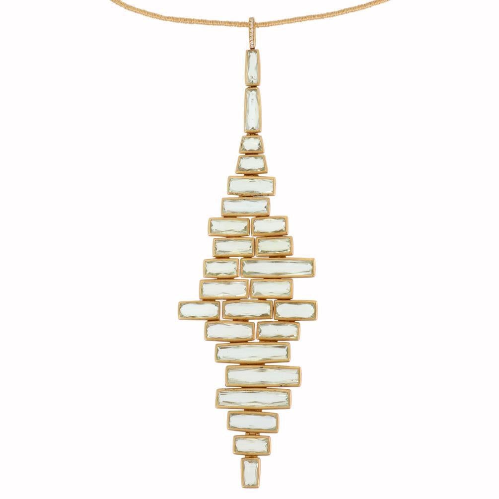 H.Stern Asymmetrical Aquamarine Diamond Pendant Necklace 18k Gold