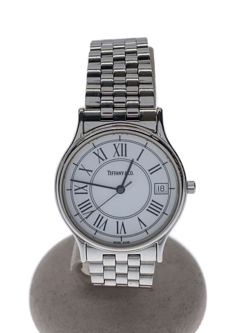 Tiffany Co stainless steel quartz men's wristwatch round dial