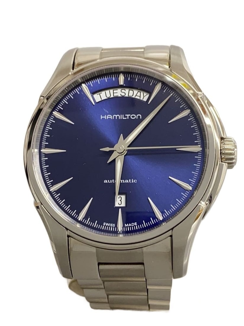 Hamilton Jazzmaster Navy Sunray Dial Day Date Auto Steel Men's Watch
