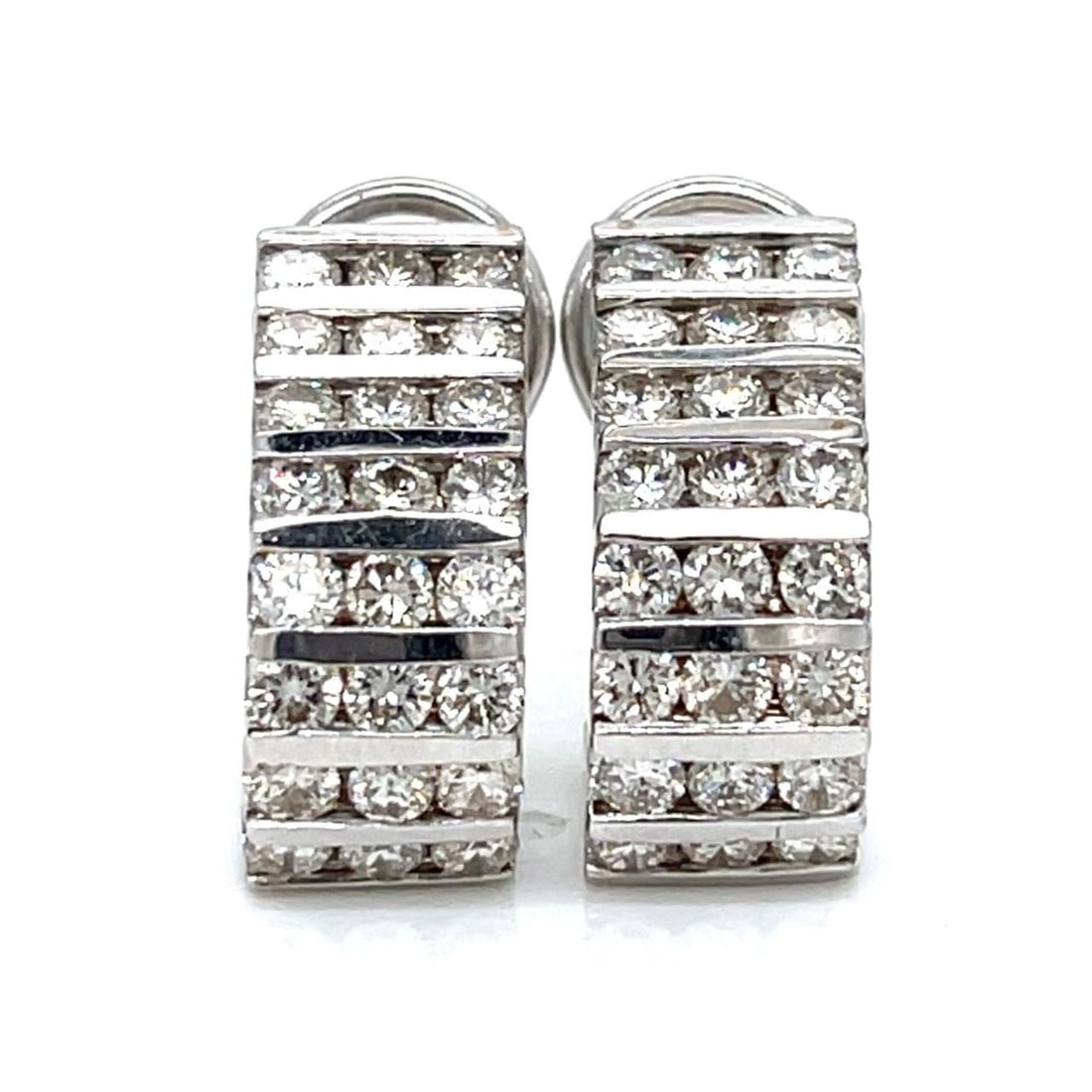 14K White Gold Diamond Earrings 3.80 Ct VVS-VS 48 Diamonds