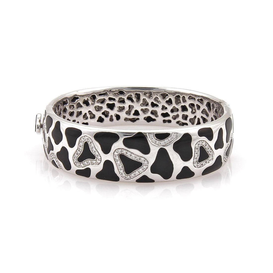 Roberto Coin Panda Bracelet 18k White Gold Onyx Diamond 6.5in