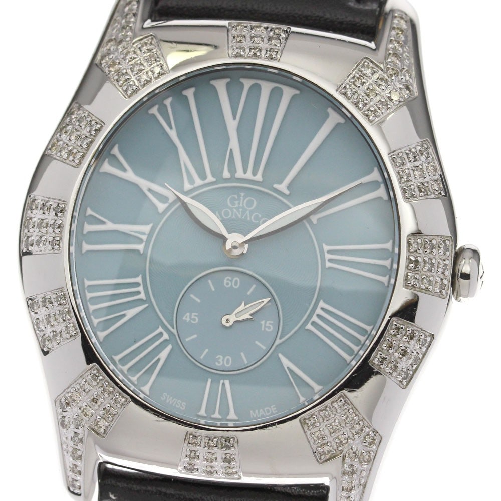 Gio Monaco Octopus quartz small seconds men's wristwatch: Gio Monaco Octopus quartz small seconds men's wristwatch This Gio Monaco Octopus Small Second men's wristwatch features a stainless steel case paired with a sky blue dial and a leather band. The quart
