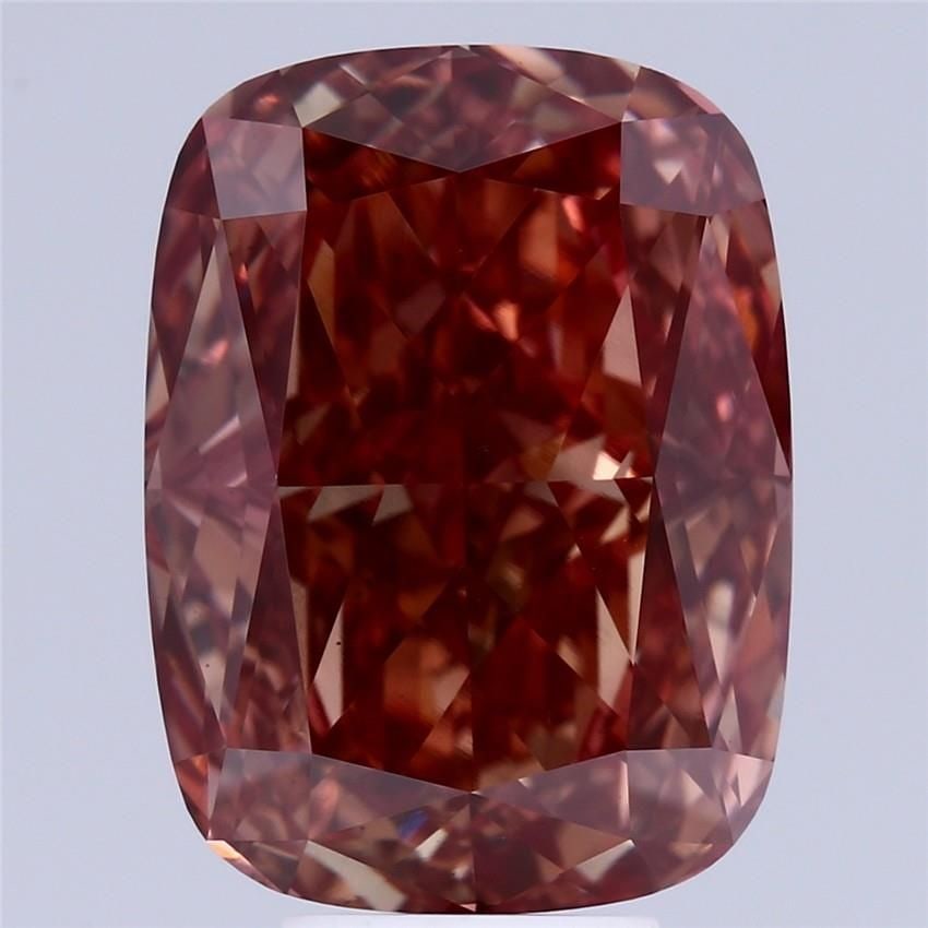 Loose Diamond - CUSHION BRILLIANT 8.02ct Fancy Vivid Orangey Pink VS1