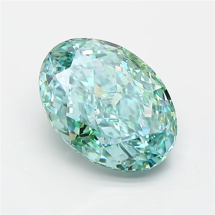 Loose Diamond - OVAL 4.52ct Fancy Vivid Blueish Green VS1