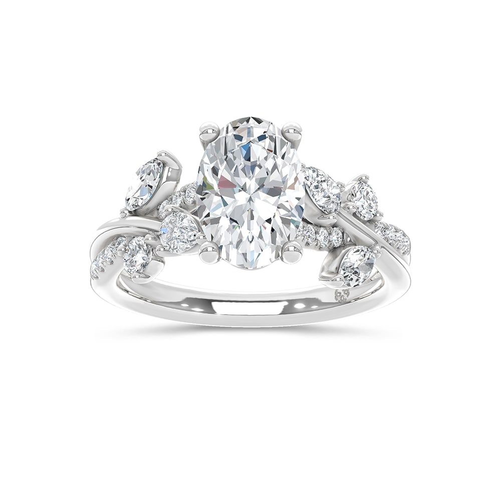 14K White Gold Lab Grown Diamond 2 1/2 Ct.Tw. Floral Shank Engagement Ring (Center 2ct): 14K White Gold Lab Grown Diamond 2 1/2 Ct.Tw. Floral Shank Engagement Ring (Center 2ct) 14k White Gold Stone Color: D-f Stone Clarity: Vs Each ring is presented in standard size 6.5. Complimentary res