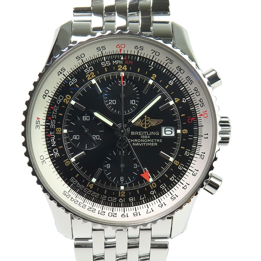 Breitling A24322 Navitimer GMT mens steel automatic chronograph watch