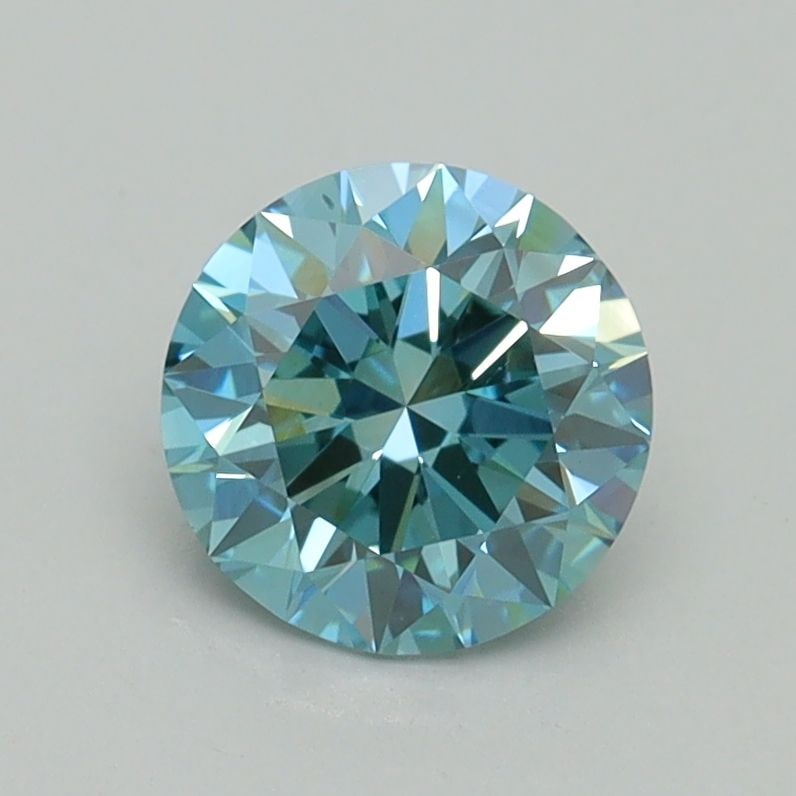 Ideal Loose Diamond - ROUND 1.07ct Fancy Intense Greenish Blue VS1