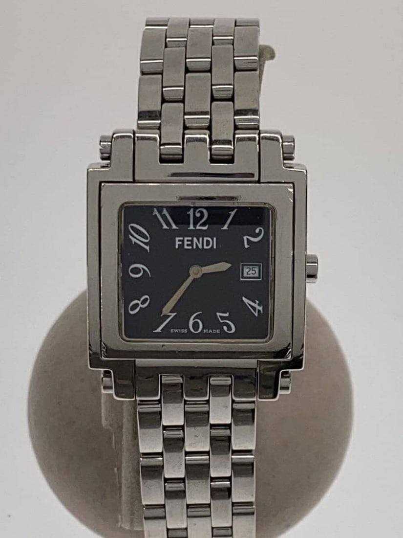 Fendi Stainless Steel Square Quartz Wristwatch