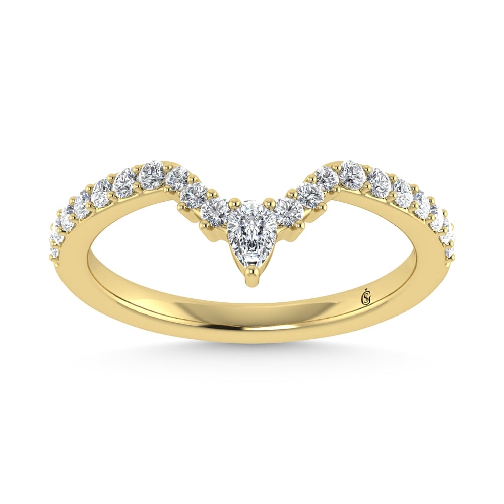 14K Yellow Gold Diamond 1/3 Ct. Tw. Chevron Band