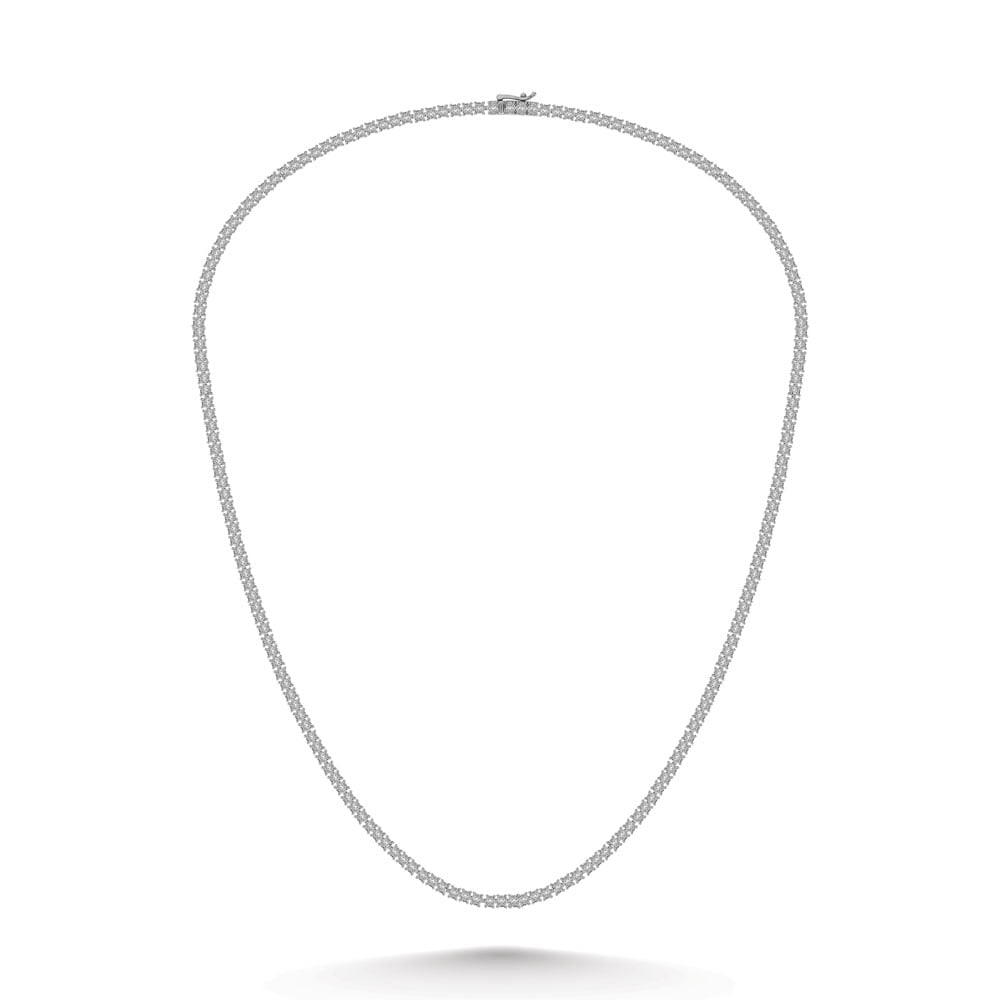 Sterling Silver Lab Grown Diamond 3 1/2 Ct.Tw. 4 Prong Illusion Necklace 24 Inch (10 CT Look)