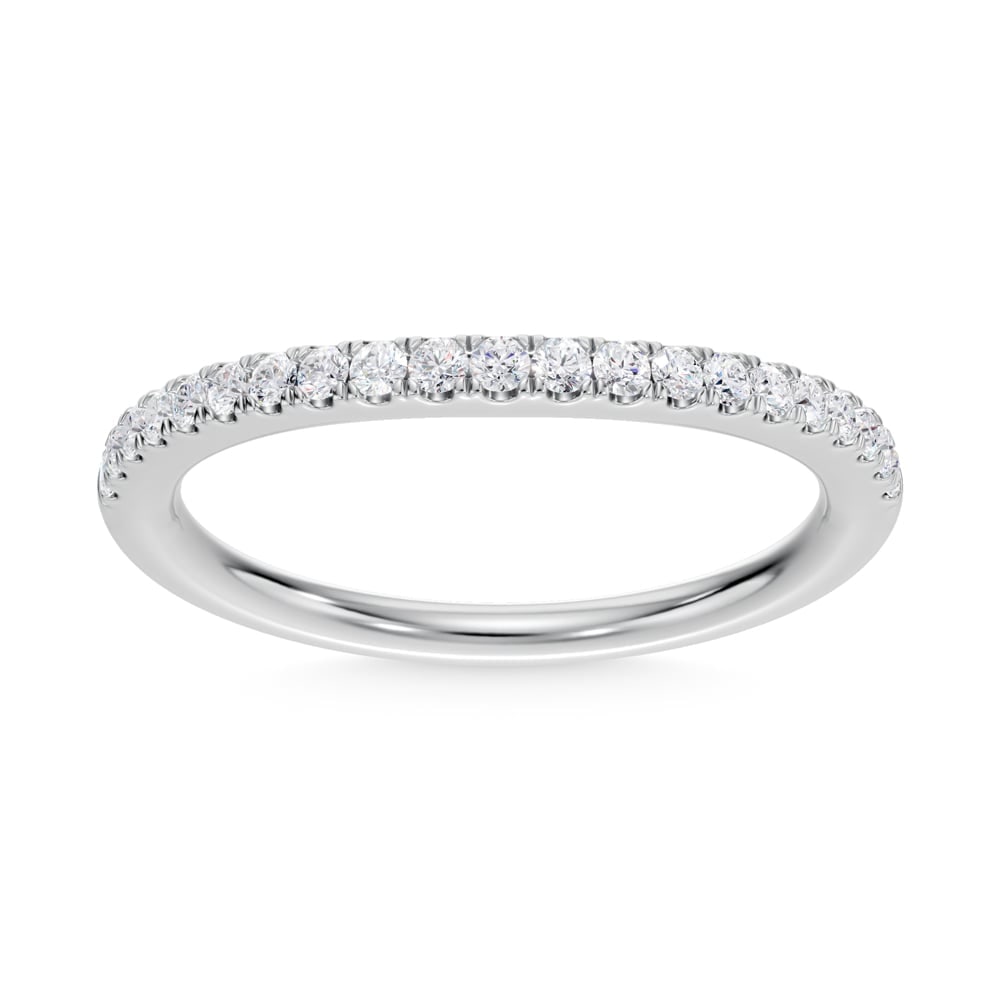 14K White Gold Lab Grown Diamond 1/4 Ct.Tw. Wedding Band: 14K White Gold Lab Grown Diamond 1/4 Ct.Tw. Wedding Band Celebrate your forever moment with the timeless brilliance of our Halo Diamond Engagement Ring. This exquisite piece features a stunning Round 