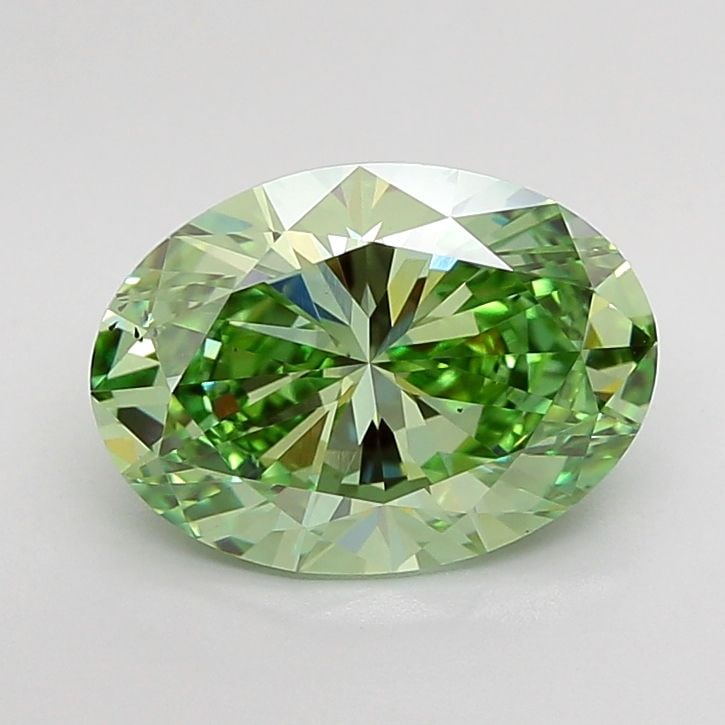Loose Diamond - OVAL 3.49ct Fancy Vivid Green VS2: Loose Diamond - OVAL 3.49ct Fancy Vivid Green VS2 Source: This is a real non-mined Diamond that has been grown in a lab Shape: OVAL Carats: 3.49 Color: Fancy Vivid Green Certification: IGI Video: