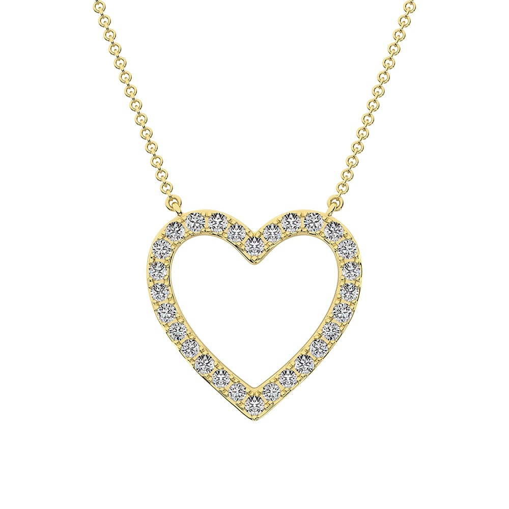 10K Yellow Gold 1/4 Ct.Tw. Diamond Heart Necklace