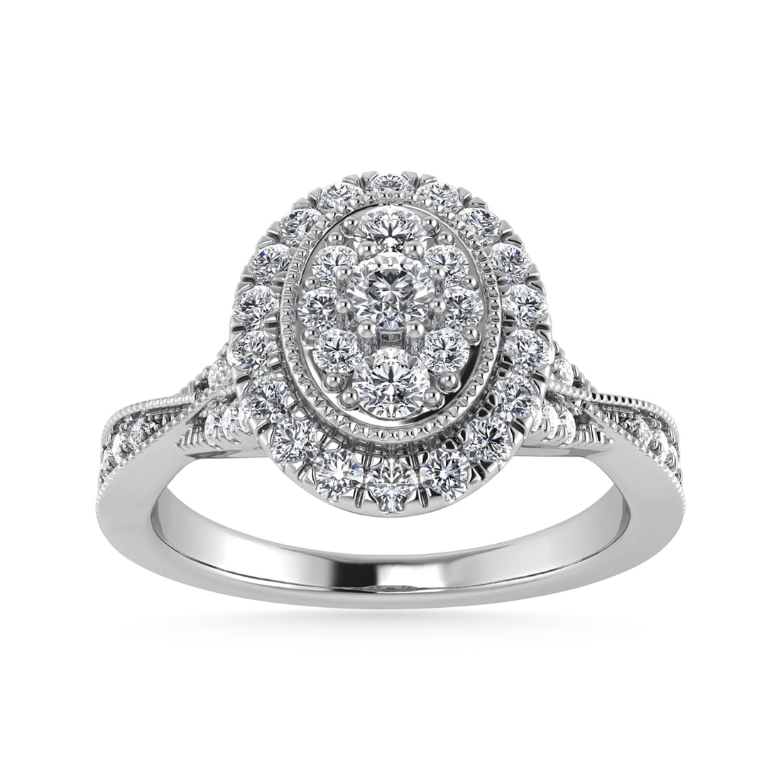 Diamond 1/2 Ct.Tw. Bridal Ring in 10K White Gold: Diamond 1/2 Ct.Tw. Bridal Ring in 10K White Gold 14k White Gold Stone Color: G-h Stone Clarity: Si2 Each ring is presented in standard size 6.5. Complimentary resizing is available between sizes 510 (