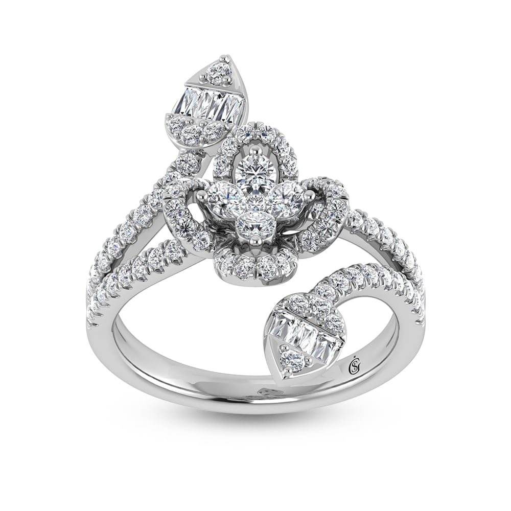 14K White Gold Diamond 7/8 Ct.Tw. Fashion Ring: 14K White Gold Diamond 7/8 Ct.Tw. Fashion Ring 14k White Gold Stone Color: G-h Stone Clarity: Si1 Each ring is presented in standard size 6.5. Complimentary resizing is available between sizes 510 (in