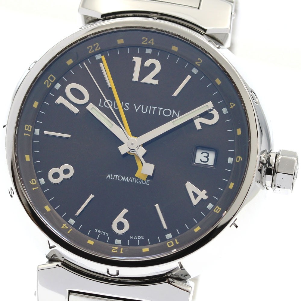 Mens Automatic GMT Date Wristwatch Louis Vuitton Tambour Q1131