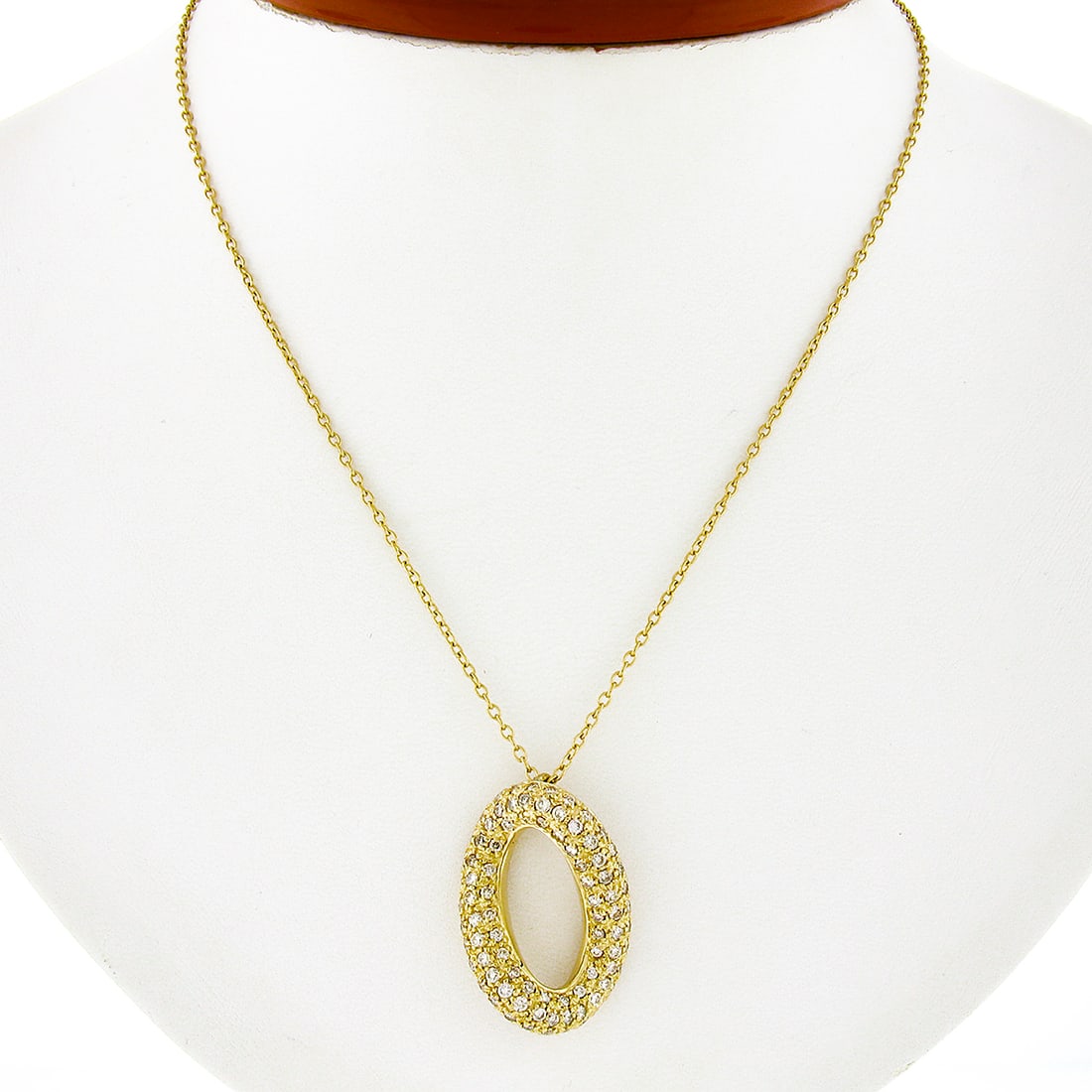 18K Yellow Gold 1.20ct Pave Diamond Infinity Twist Pendant Necklace