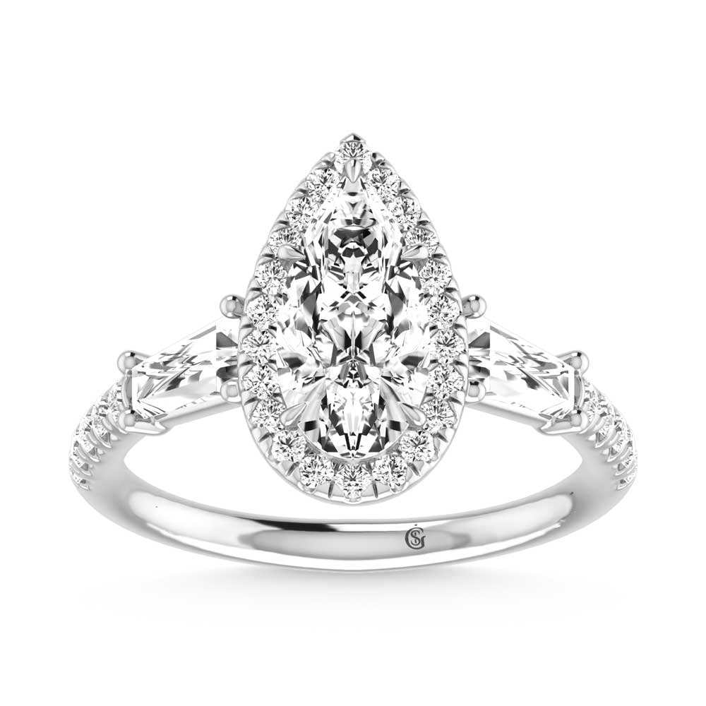 14K White Gold Lab Grown Diamond 2 1/2 Ct.Tw. Elongated Pear Engagement Ring: 14K White Gold Lab Grown Diamond 2 1/2 Ct.Tw. Elongated Pear Engagement Ring 14k White Gold Stone Color: D-f Stone Clarity: Vs Each ring is presented in standard size 6.5. Complimentary resizing is av