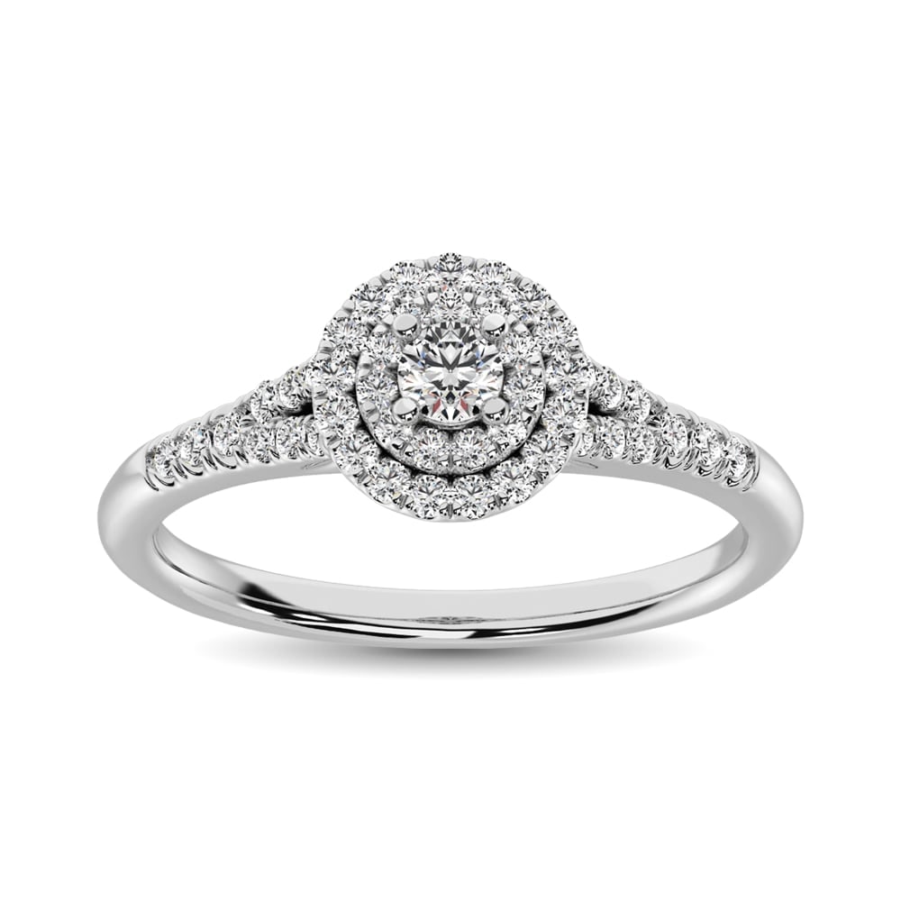 Diamond 1/3 Ct.tw Round-cut Engagement Ring in 10K White Gold: Diamond 1/3 Ct.tw Round-cut Engagement Ring in 10K White Gold 10k White Gold Stone Color: G-h Stone Clarity: I1 Each ring is presented in standard size 6.5. Complimentary resizing is available between