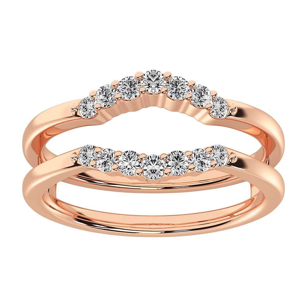 10K Rose Gold 1/3 Ct.Tw. Diamond Chevron Guard Ring: 10K Rose Gold 1/3 Ct.Tw. Diamond Chevron Guard Ring 10k Rose Gold Stone Color: G-h Stone Clarity: I1 Each ring is presented in standard size 6.5. Complimentary resizing is available between sizes 510 