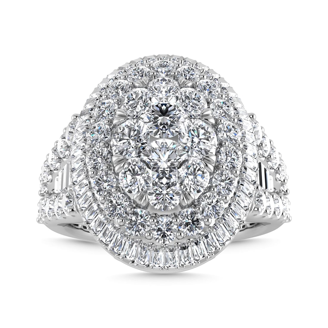 Diamond 2 1/3 Ct.Tw. Engagement Ring in 14K White Gold: Diamond 2 1/3 Ct.Tw. Engagement Ring in 14K White Gold 14k White Gold Stone Color: G-h Stone Clarity: Si1 / I1 Each ring is presented in standard size 6.5. Complimentary resizing is available between 