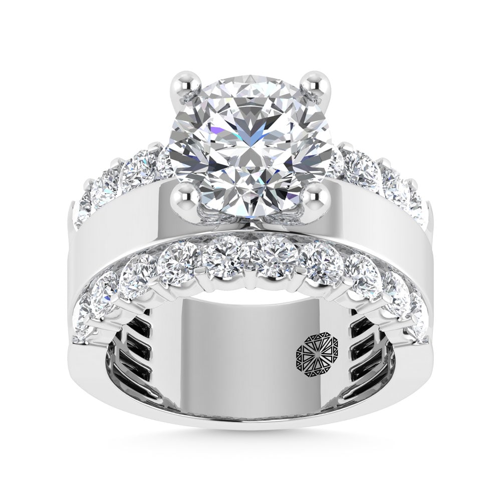 14K White Gold 4 1/2 Ct.Tw. Lab Grown Diamond Round Shape Engagement Ring (IGI Certified Center 3ct): 14K White Gold 4 1/2 Ct.Tw. Lab Grown Diamond Round Shape Engagement Ring (IGI Certified Center 3ct) 14k White Gold Stone Color: D-f Stone Clarity: Vs Each ring is presented in standard size 6.5. Comp