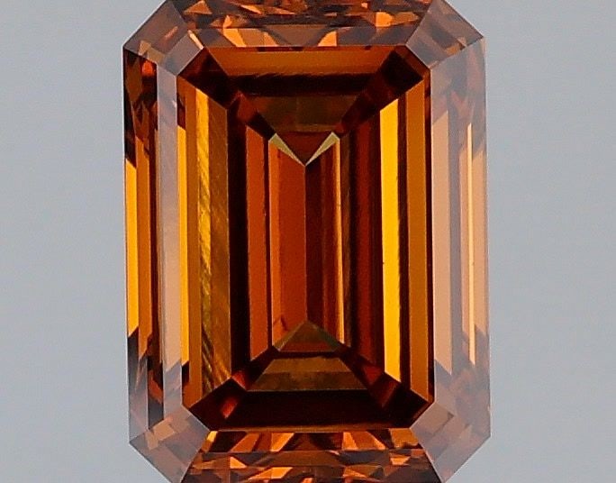 Loose Diamond - EMERALD 1.7ct Fancy Deep Brownish Orange VVS2