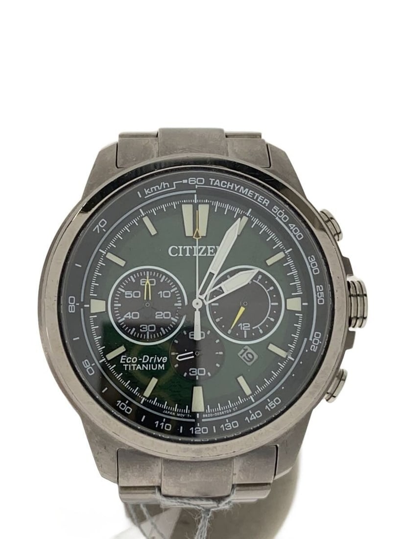 Citizen Eco-Drive Super Titanium Green Men's Wristwatch: Citizen Eco-Drive Super Titanium Green Men's Wristwatch This CITIZEN Super Titanium Eco-Drive Quartz B620-003VG01 men's wristwatch features a green dial and is crafted in Japan. The watch shows typica