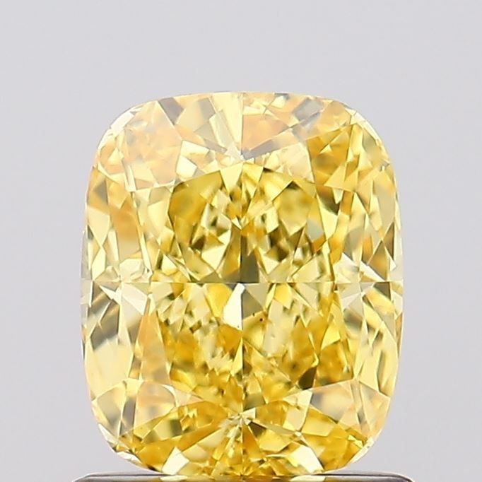 Loose Diamond - CUSHION MODIFIED 1.29ct Fancy Vivid Yellow VS2: Loose Diamond - CUSHION MODIFIED 1.29ct Fancy Vivid Yellow VS2 Source: This is a real non-mined Diamond that has been grown in a lab Shape: CUSHION MODIFIED Carats: 1.29 Color: Fancy Vivid Yellow Cert