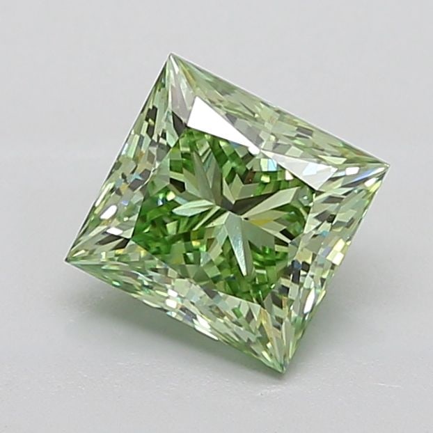 Loose Diamond - PRINCESS 2.73ct Fancy Vivid Green VS1