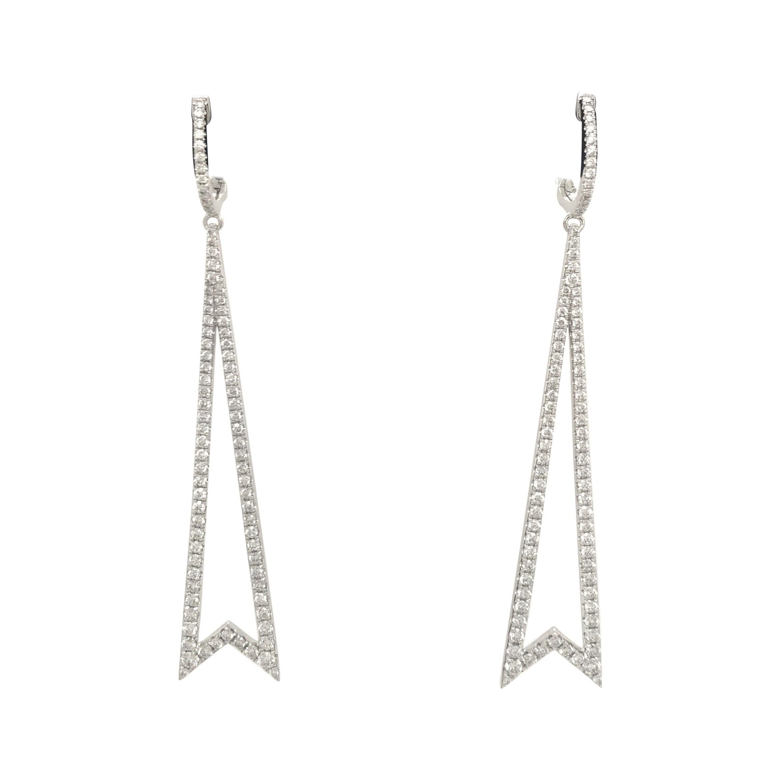 Harbor Diamonds 1.78 Carat Round Brilliant Drop Earrings in 18K White Gold