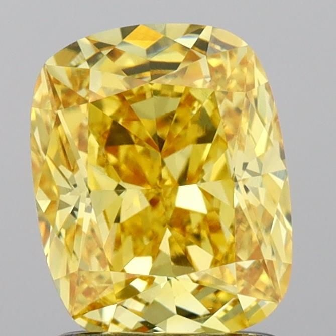 Loose Diamond - CUSHION BRILLIANT 1.35ct Fancy Vivid Yellow VVS2: Loose Diamond - CUSHION BRILLIANT 1.35ct Fancy Vivid Yellow VVS2 Source: This is a real non-mined Diamond that has been grown in a lab Shape: CUSHION BRILLIANT Carats: 1.35 Color: Fancy Vivid Yellow C