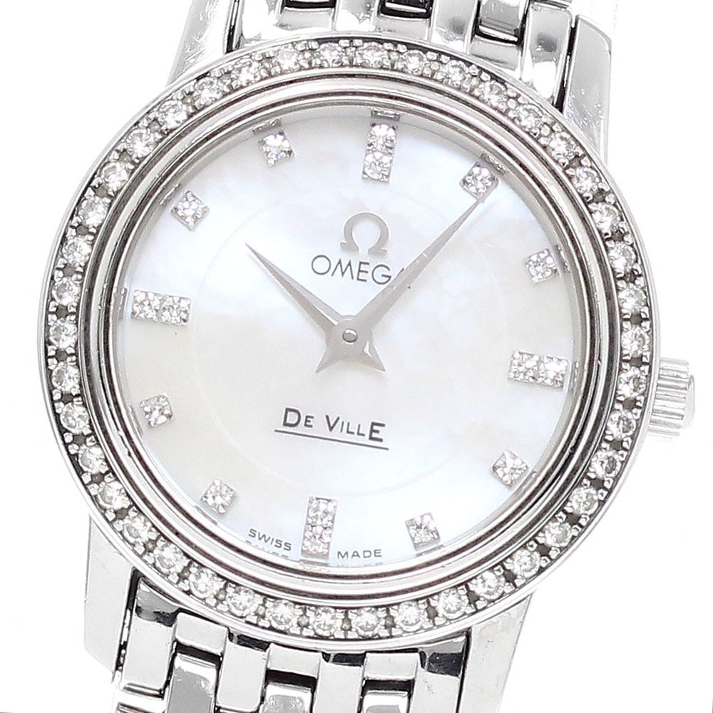OMEGA De Ville Prestige 4575.75 Ladies Quartz Wristwatch Diamond Bezel