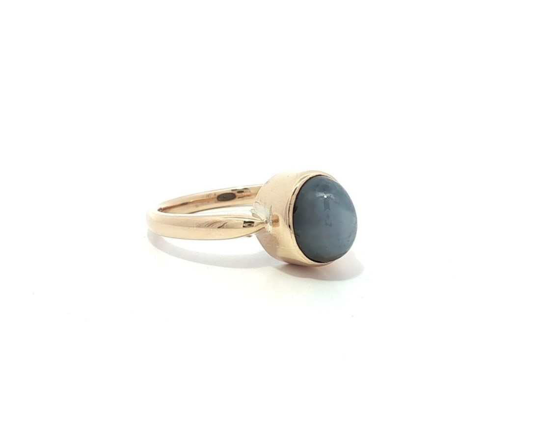 Gray Star Sapphire Bezel Ring 13-14k Yellow Gold Size 6.5 (1 of 13)
