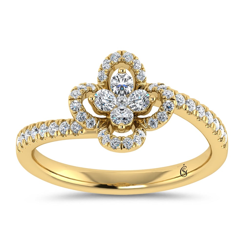 14K Yellow Gold Diamond 3/8 Ct.Tw. Fashion Ring