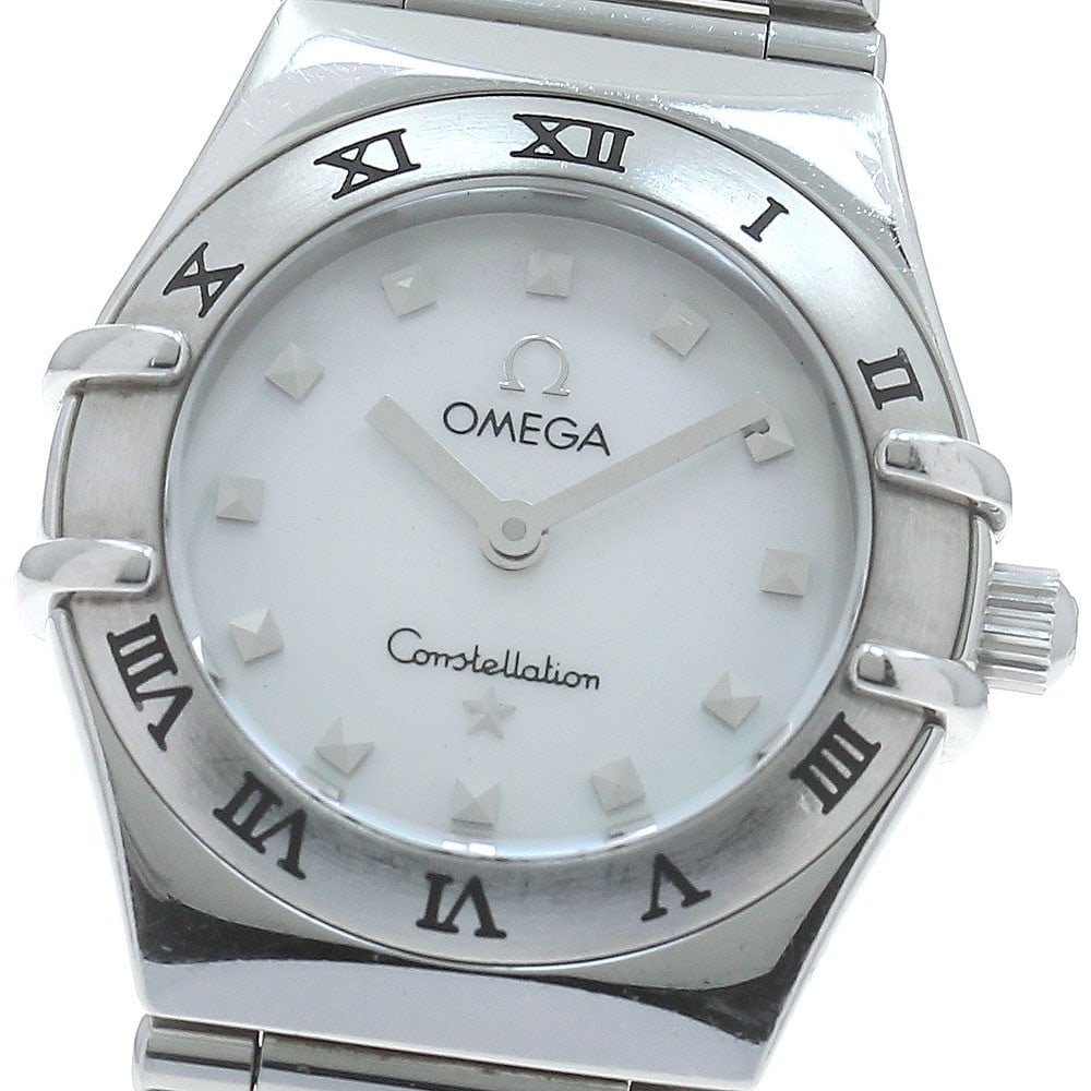 Omega Constellation Mini My Choice Quartz Stainless Steel Watch: Omega Constellation Mini My Choice Quartz Stainless Steel Watch This OMEGA Constellation Mini My Choice women's wristwatch features a stainless steel case and bracelet with a white shell dial. The wat