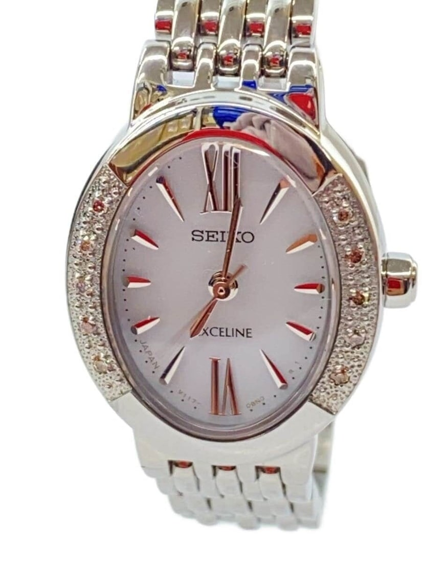 Seiko Exceline solar stainless steel ladies wristwatch with box manual