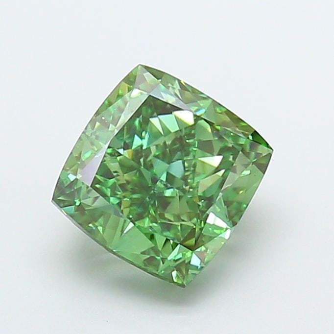 Loose Diamond - CUSHION MODIFIED 2.51ct Fancy Vivid Green VVS2: Loose Diamond - CUSHION MODIFIED 2.51ct Fancy Vivid Green VVS2 Source: This is a real non-mined Diamond that has been grown in a lab Shape: CUSHION MODIFIED Carats: 2.51 Color: Fancy Vivid Green Certi
